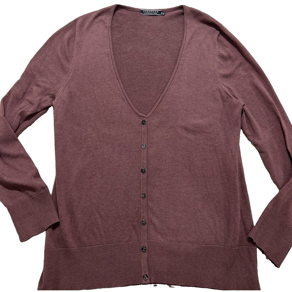 Peruvian Connection Women's L Pima Cotton Cardigan Minimalist Neutral ScandiGirl